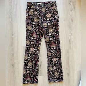 NWOT PILCRO Anthropologie The Icon Floral Corduroy Pants Size 29
